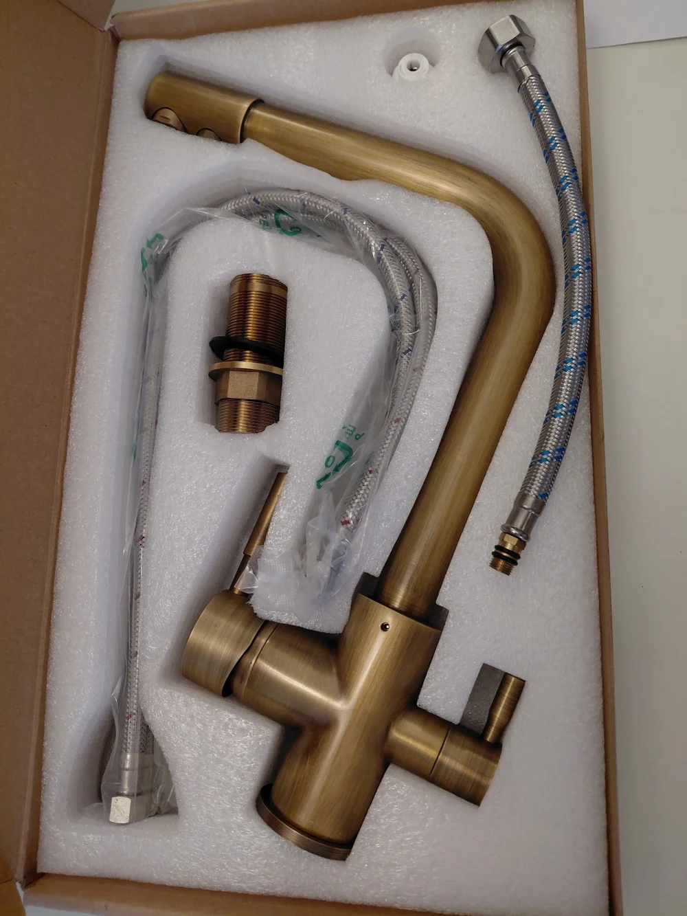 Stev Antique Brass Dual-Handle Kitchen Faucet NIB